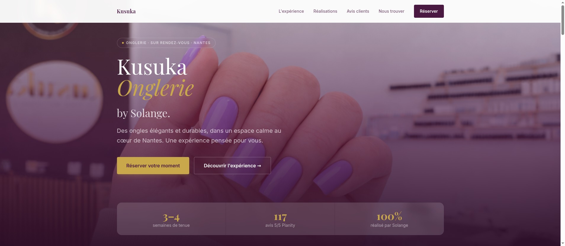 Kusuka Onglerie : site vitrine prothésiste ongulaire